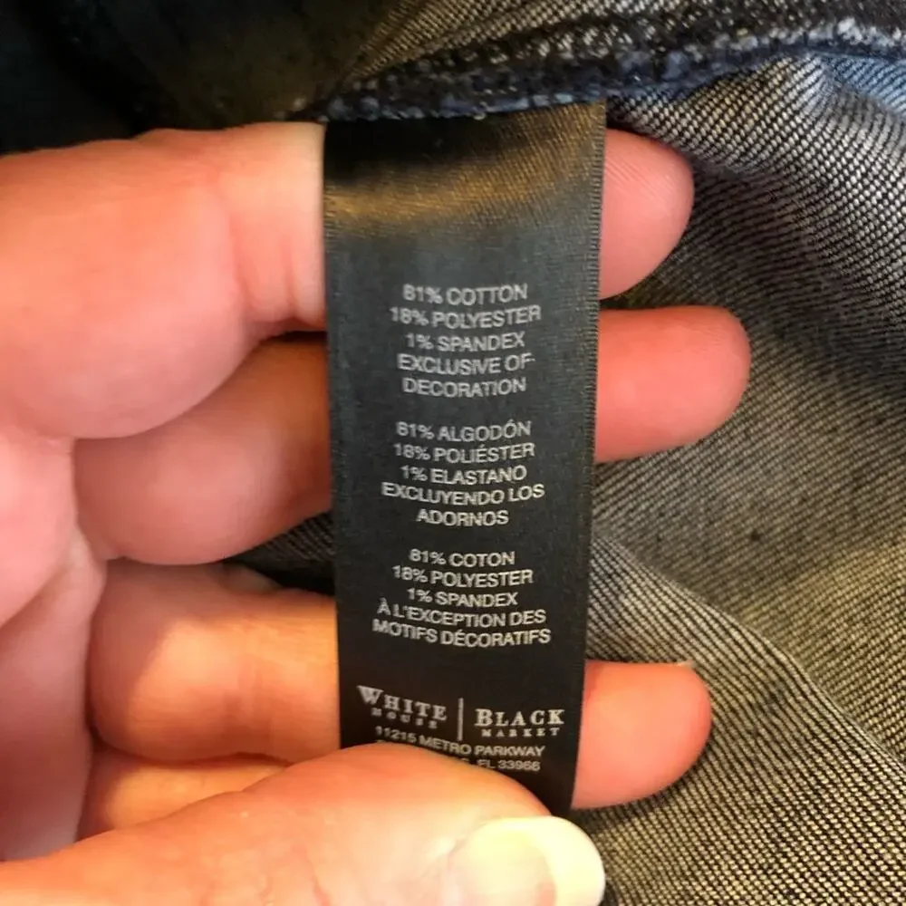 WHBM dark blue denim blazer jacket size 4